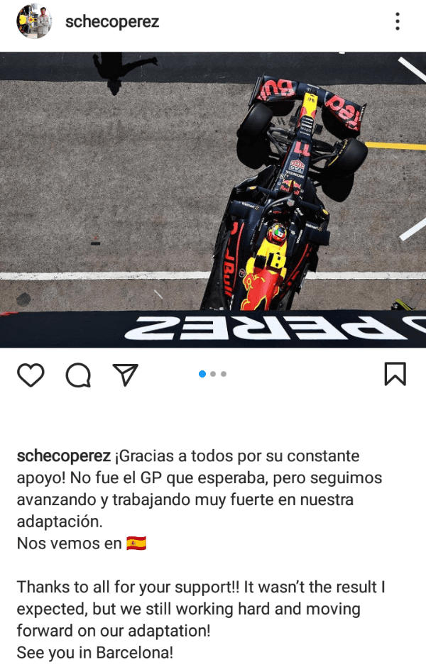 Checo Pérez se expresó tras el GP de Portugal. Foto: @schecoperez