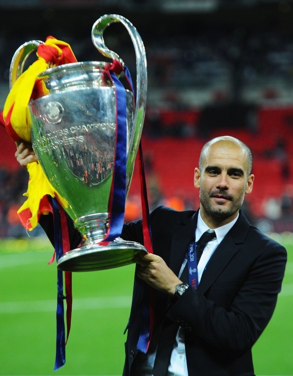 Pep Guardiola levanta su segunda Champions League con Barcelona en 2011 (Getty Images)