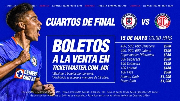 cruz azul boletos estadio azteca toluca