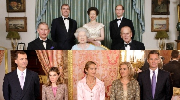 Arriba la monarquía inglesa y abajo la española. Fotos: (AP y Getty)