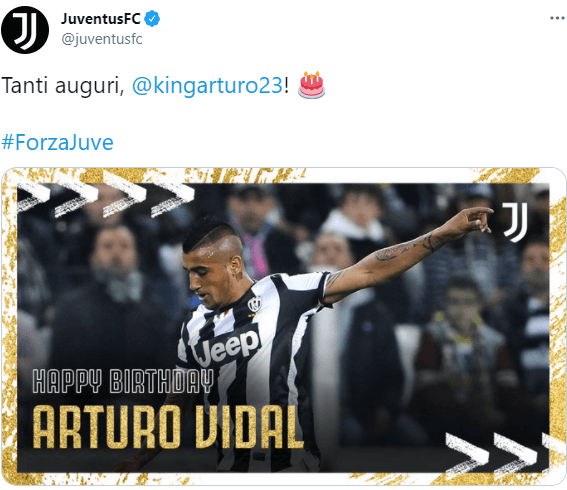 Juventus saluda a Arturo Vidal
