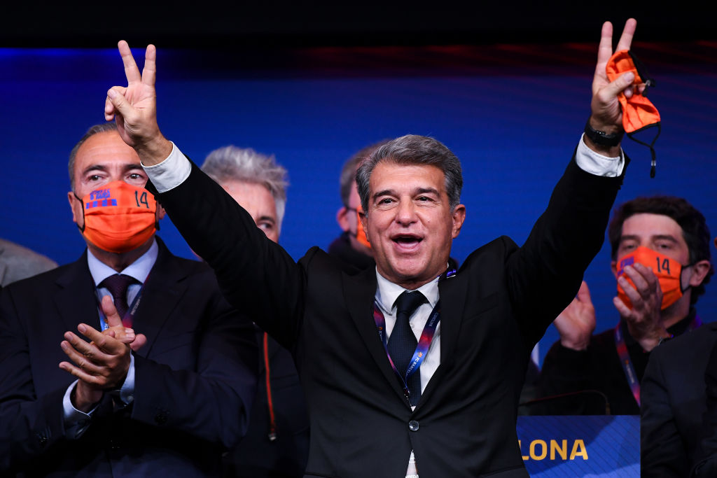 Joan Laporta tras ganar las elecciones. (Foto: Getty)