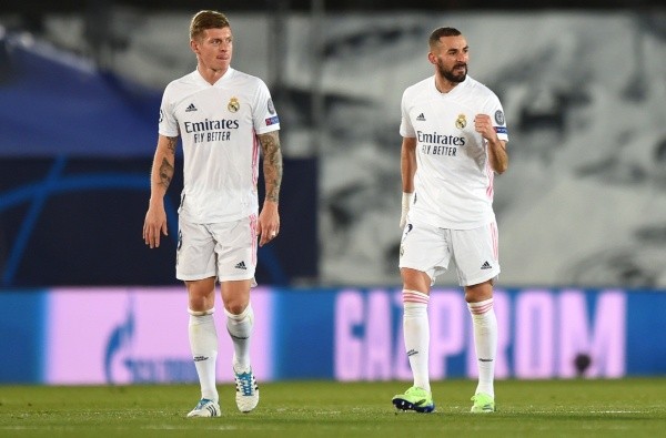 Toni Kroos e Benzema, do Real Madrid. Foto: Getty Images