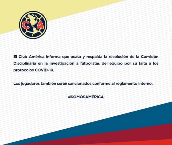 Comunicado oficial (TW: @ClubAmerica)