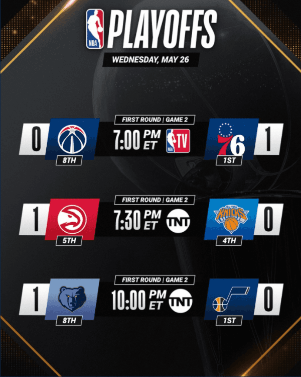 Cronograma del miercoles 26 de mayo (Foto: Twitter de NBA)