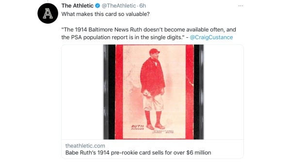 La tarjeta cuyo valor es de 6 millones de dólares (@TheAthletic)