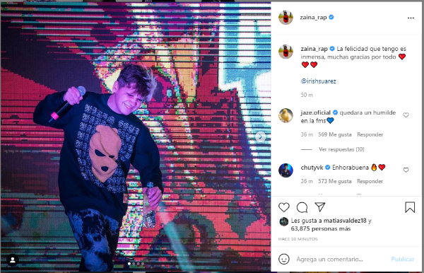 Captura de Instagram @zaina_rap