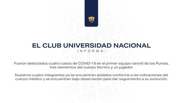 Comunicado oficial de Pumas UNAM