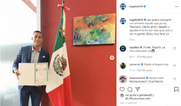 Rogelio Funes Mori recibió la ciudadanía de México. (@ 
    rogeliofm9)