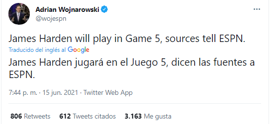 James Harden jugara Juego 5 vs Bucks