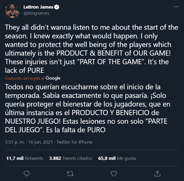 LeBron Tweet