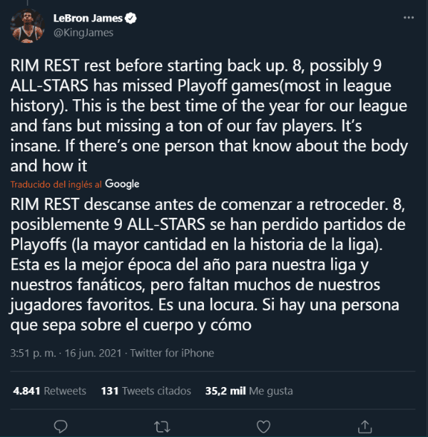 LeBron Tweet
