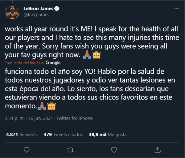 LeBron Tweet
