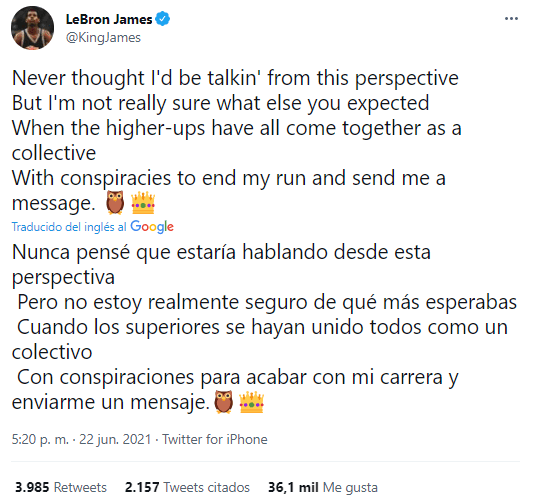 LeBron James le responde a Magic Johnson