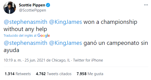 Scottie Pippen le responde a Durant con un titulo de LeBron