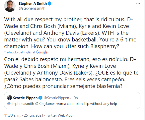 Stephen A Smith le responde a Scottie Pippen