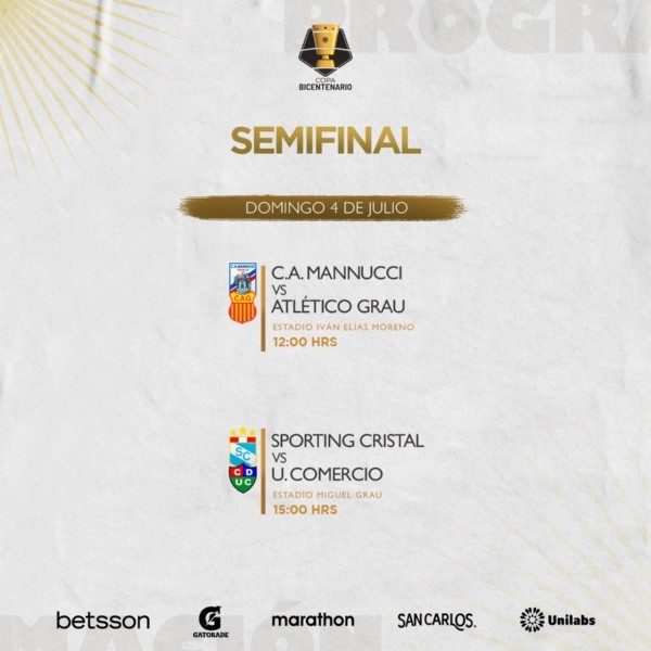 Las semifinales de la Copa Bicentenario 2021. (Foto: Twitter de Liga De Fútbol Profesional).