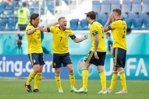 Jogadores da Suécia em comemoração. Foto: Getty Images