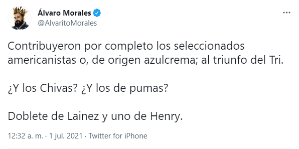 El tuit de Álvaro Morales.