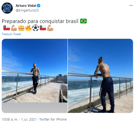 Arturo Vidal en la concentración de La Roja previo al duelo ante Brasil