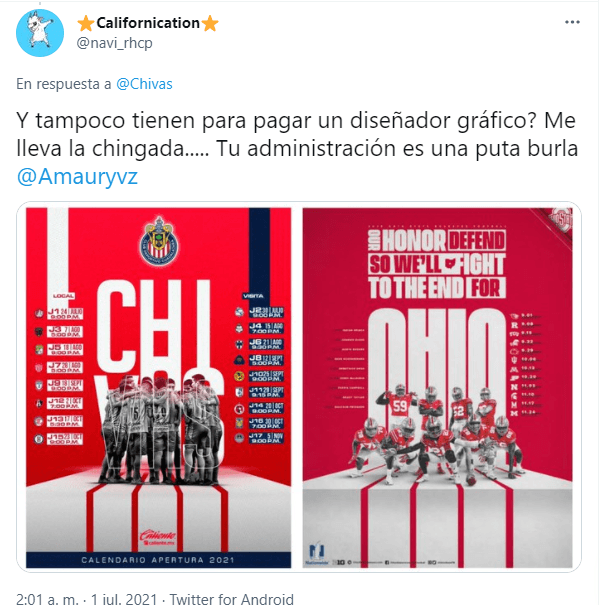 El tuit que muestra el plagio.