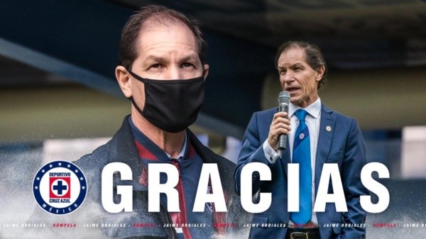 Cruz Azul despidió a Jaime Ordiales. (@CruzAzul)
