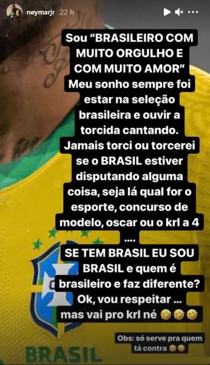 Foto de Neymar en Instagram. @Neymarjr