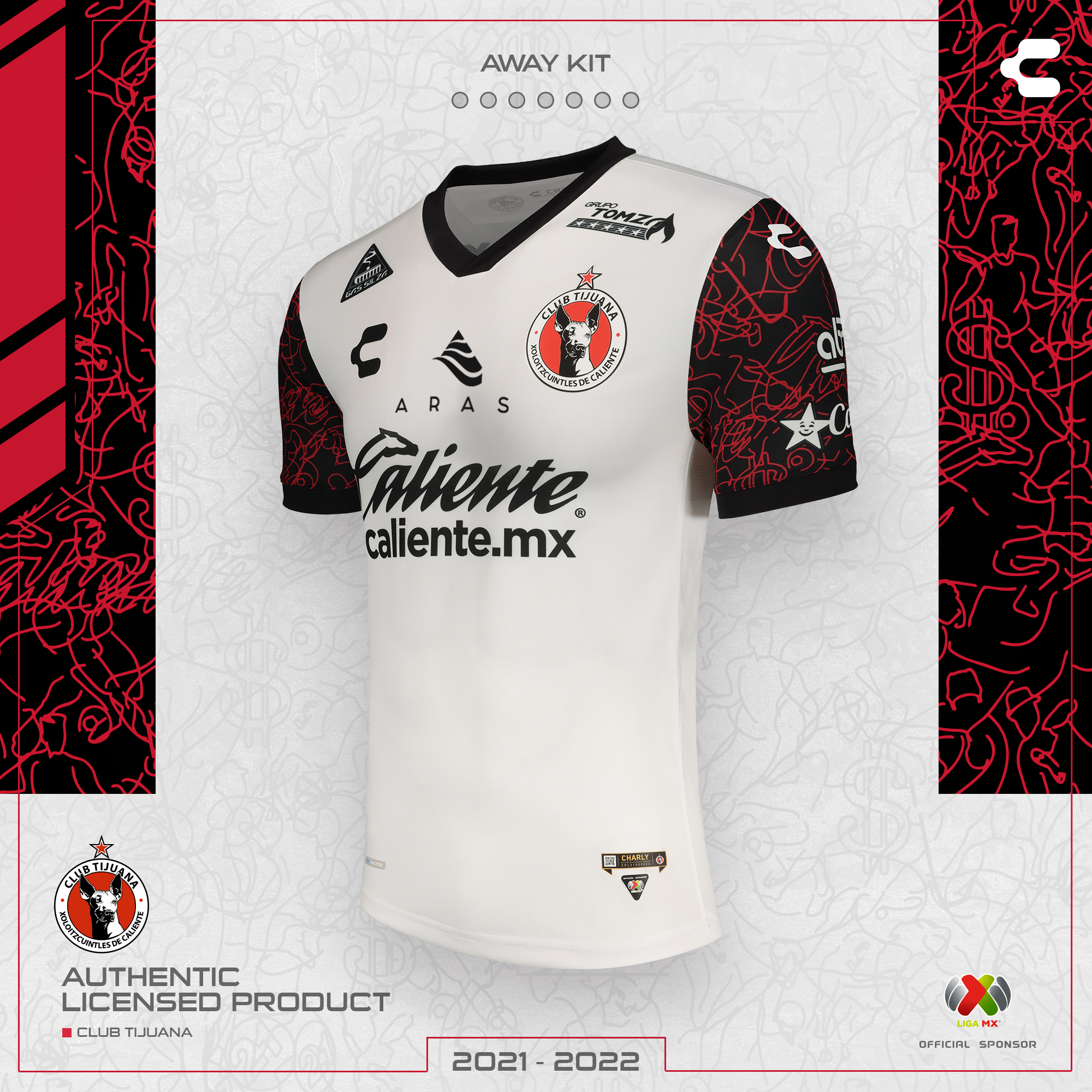 Playera de visita de Xolos para el Apertura 2021. (@Xolos)