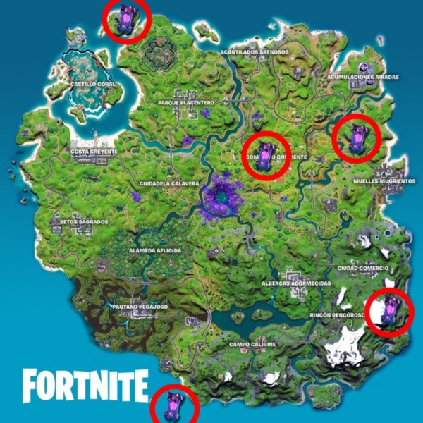 Ubicaciones Artefactos Alienígenas Fortnite Semana 6