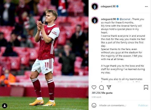 Despedida de Martin Odegaard de Arsenal