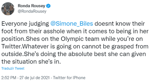 Captura do tweet de Ronda Rousey (Foto: Reprodução/Twitter)