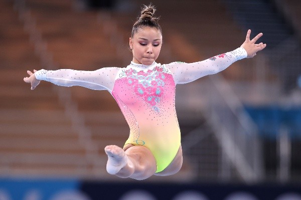 Flavia Saraiva durante prova da ginástica artística nos Jogos Olímpicos de Tóquio (Getty Images)