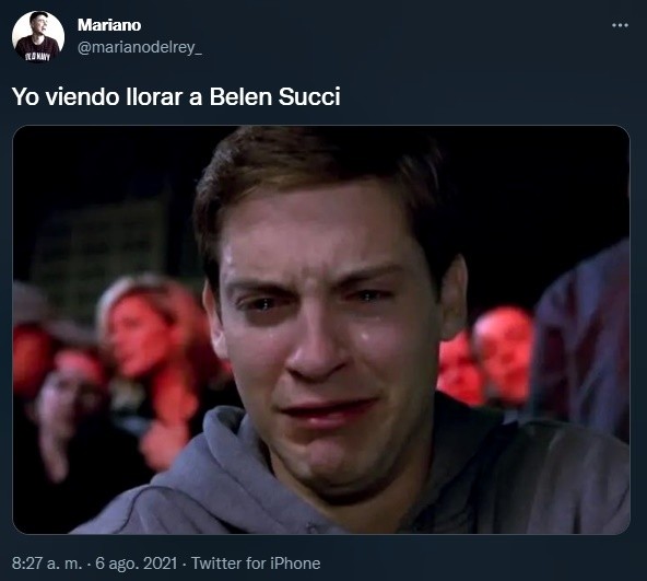 Tuit de reacción al llanto de Belén Succi