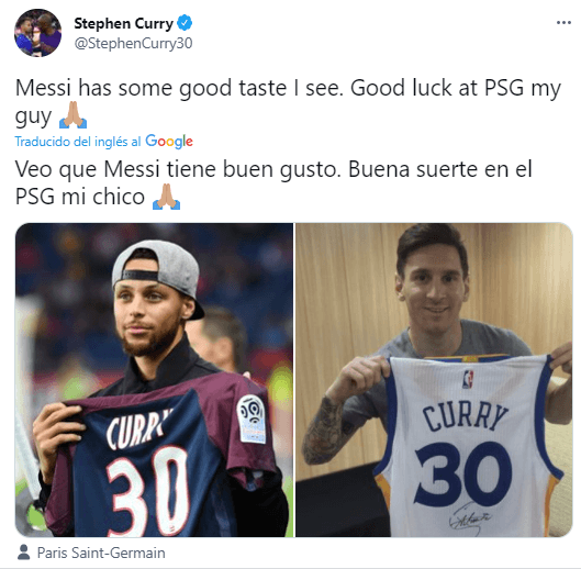 Stephen Curry saludo a  Lionel Messi