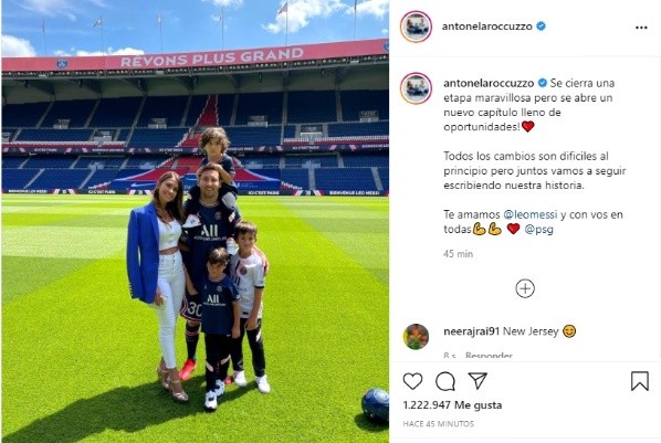 La dedicatoria de Antonela Roccuzzo a Lionel Messi y la foto familiar en Instagram