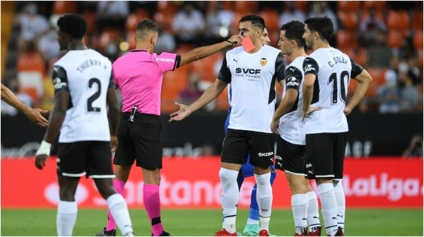La expulsión de Hugo Guillamón en Valencia vs Getafe