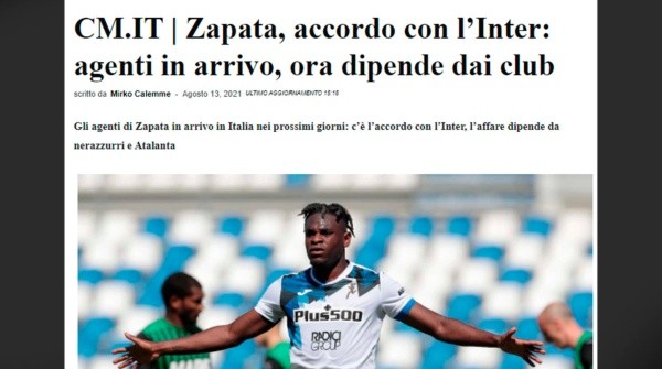 Calciomercato: Zapata, acuerdo con el Inter: agentes en camino, ahora depende de los clubes