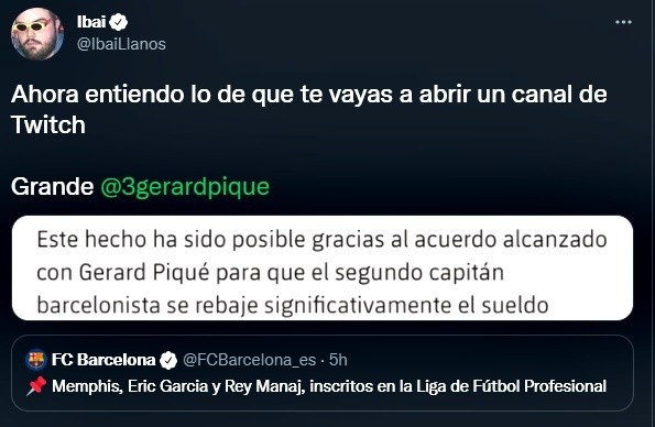 La burla de Ibai a Piqué por su gesto con Barcelona