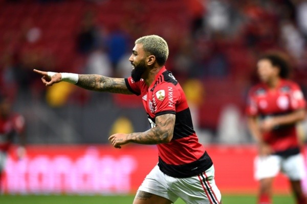Gabigol, do Flamengo, comemora gol pela Libertadores. Foto: Getty Images