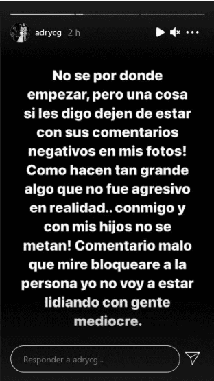 La historia de Instagram de la pareja de Calderón.
