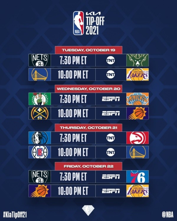 NBA: calendario completo de temporada