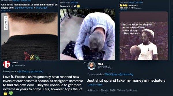 Reacciones a la nueva camiseta de Ajax en Twitter