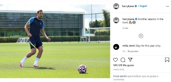 Harry Kane y la vuelta a las prácticas de Tottenham (Instagram @harrykane)