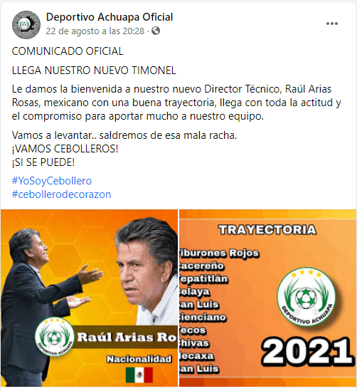 El comunicado oficial (Facebook).