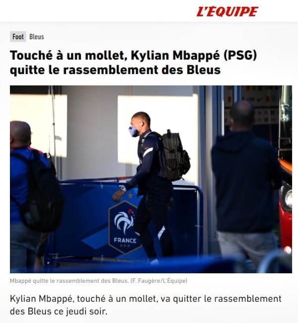 Kylian Mbappé deja la concentración francesa