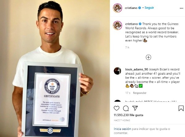Cristiano Ronaldo, directo al récord Guiness