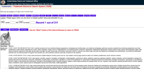 La solicitud de patente (captura de pantalla).