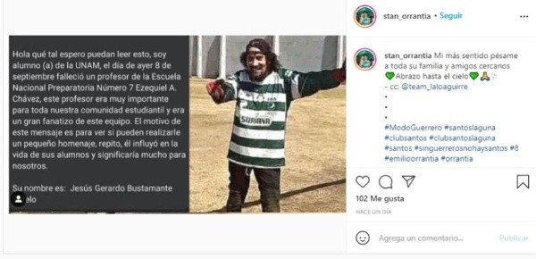 Fan de Santos que falleció | Instagram
