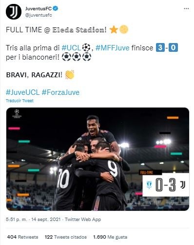 Fuente: Twitter Oficial Juventus (@juventusfc)