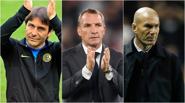 Antonio Conte, Brendan Rodgers y Zinedine Zidane